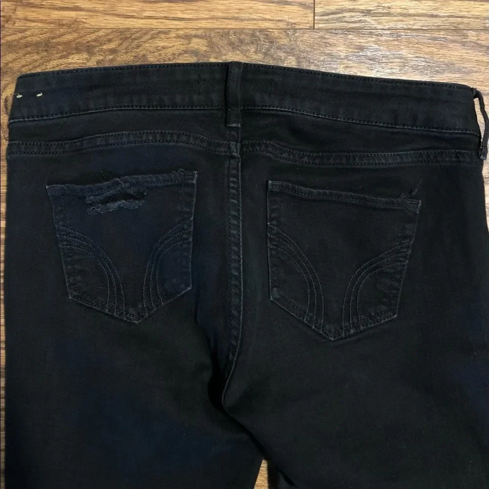 Hollister Black Distressed Jeans Size 29 or 9R Raw Hem Skinny Jeans - Picture 4 of 10